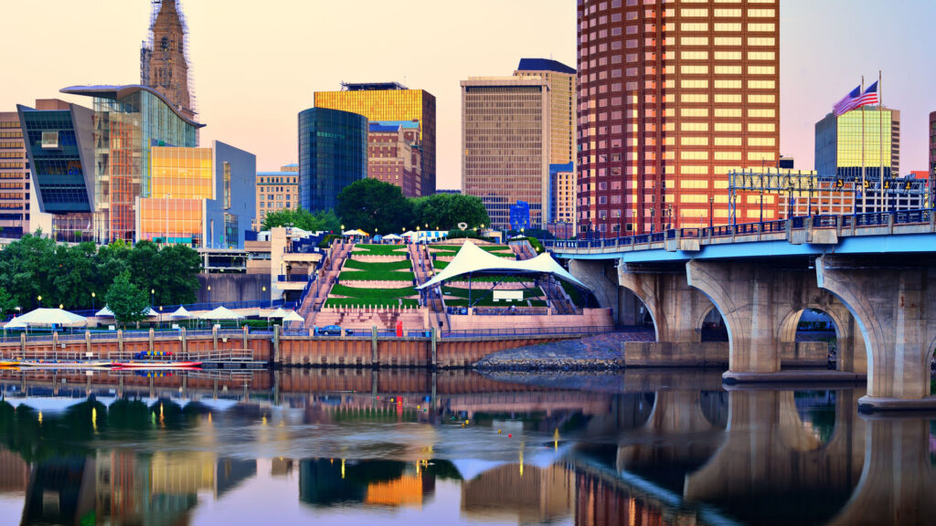Connecticut city with bridge.